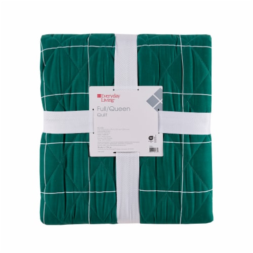 Everyday Living® Microfiber Windowpane Quilt Full/Queen - Green Perspective: front