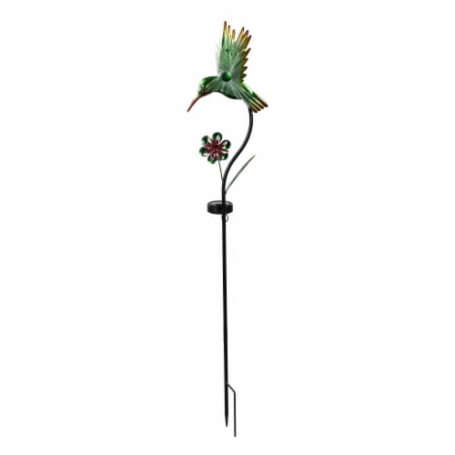 HD Designs Outdoors Fiber Optic Stake Hummingbird - Green Perspective: front