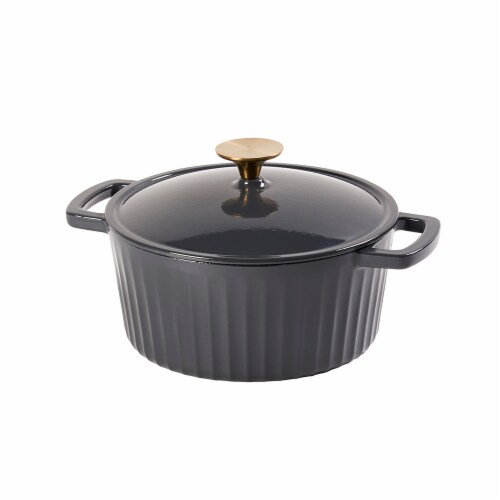 Dash of That Essentials 3 qt Fluted Dutch Oven - Black Perspective: front