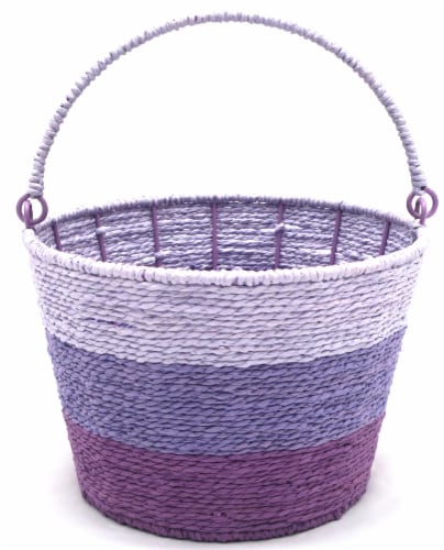 Holiday Home Easter 9” Ombre Paper Rope Barrel Basket - Purple Perspective: front