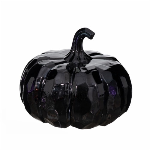 Holiday Home LED Faceted Plastic Pumpkin - Black Perspective: front