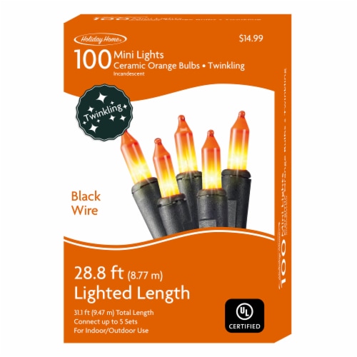 Holiday Home Twinkle 100 String Lights - Orange Perspective: front
