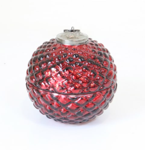 Holiday Home Pine Cone Glass Ornament Candle - Red Perspective: front