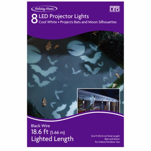 Holiday Home® 8 ct LED Cool White Ghost and Bat Halloween Projector Lights Perspective: front
