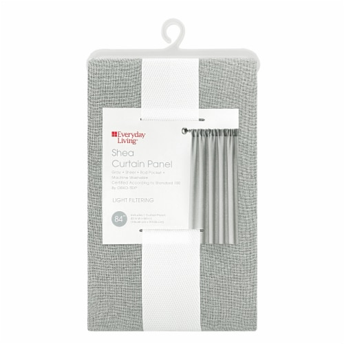 Everyday Living Shea Semi-Sheer Rod Pocket Single Curtain Panel - Grey Perspective: front