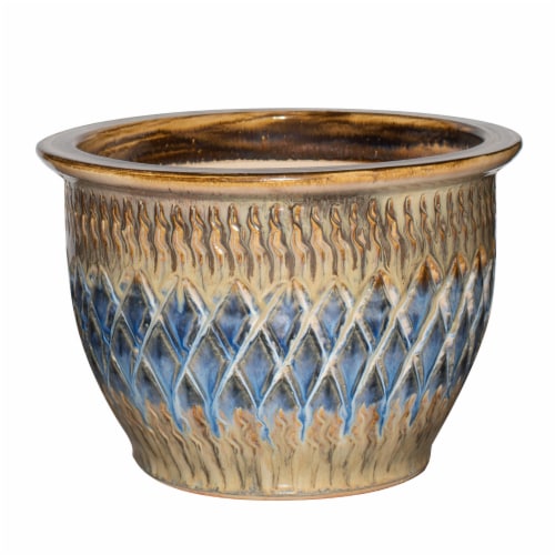 HD Designs Outdoors Etched Planter - Blue Perspective: front