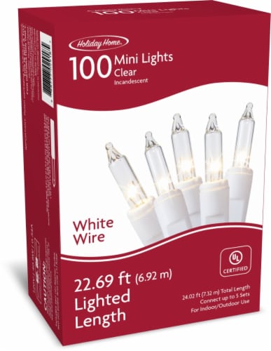 Holiday Home White Wire Mini Lights Christmas D cor Clear 100