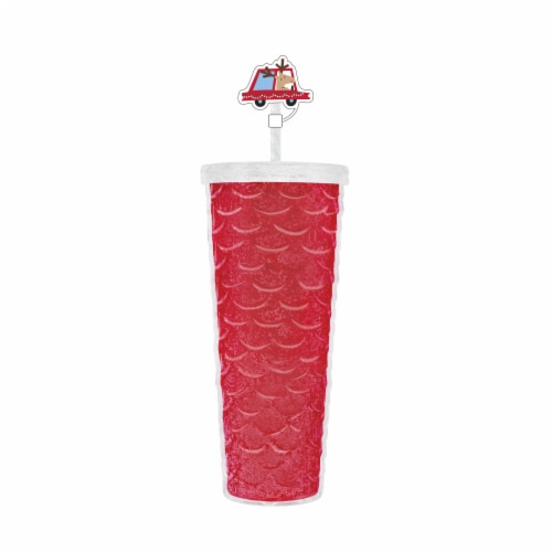 Holiday Home Christmas Tumbler with Straw Topper - Red Perspective: front