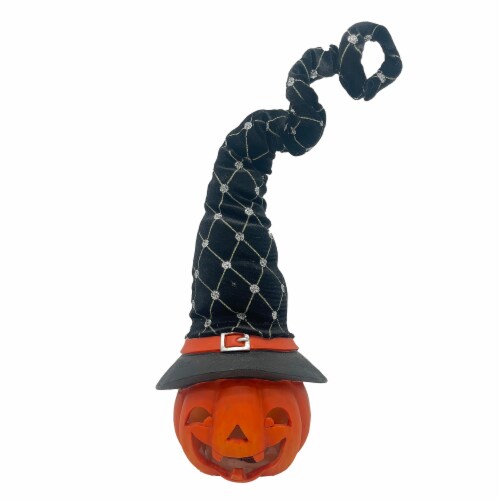 Holiday Home LED Jack O Lantern with Witch Hat Perspective: front