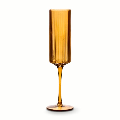 SDS for HD Designs Ribbed Champagne Flute - Amber Perspective: front