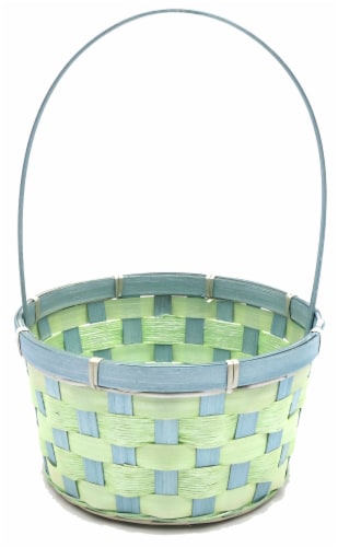 Holiday Home Easter Checkerboard Weave Basket- Green Perspective: front