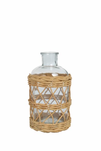 HD Designs Rattan & Glass Vase Perspective: front