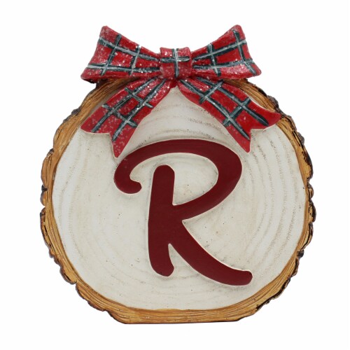 Holiday Home Tree Stump Monogram R Christmas Holiday Décor Perspective: front