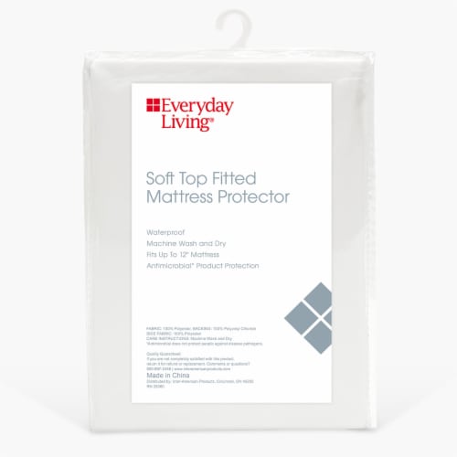 Everyday Living® Soft Top Waterproof Fitted Mattress Protector King - White Perspective: front