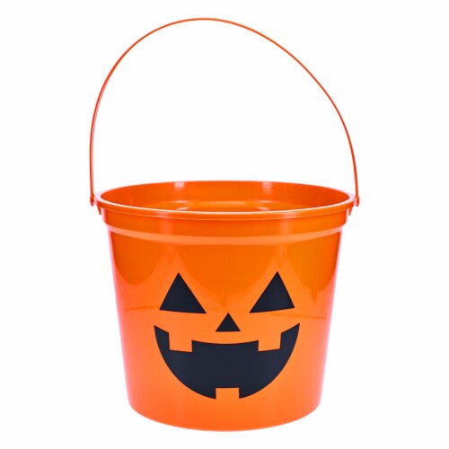 Holiday Home Jumbo Orange Jack O Lantern Treat Bucket Perspective: front