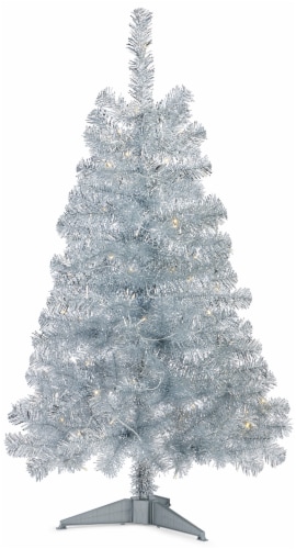 Holiday Home LED Tinsel Tree - Silver Perspective: front