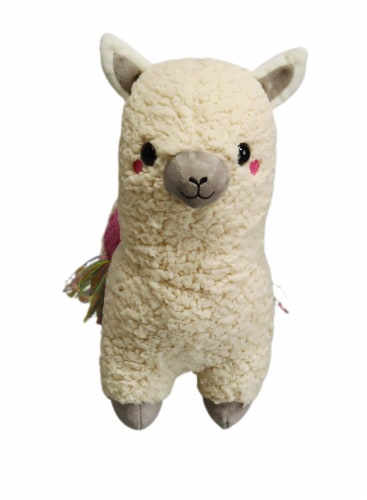 Holiday Home 11.5" Beige Llama Plush Perspective: front