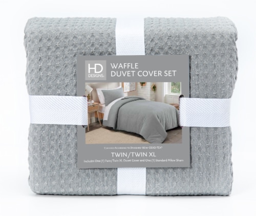 HD Designs® 2 Piece Waffle Duvet Set - Gray Perspective: front