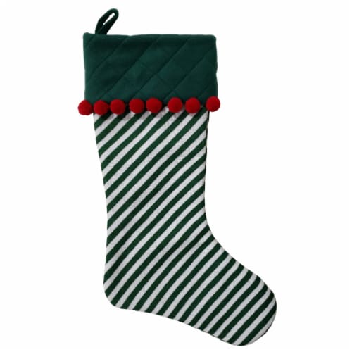 Holiday Home Knit Stripe Stocking - Green Perspective: front