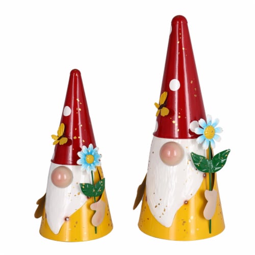 HD Designs Outdoors Red/Yellow Metal Gnomes Perspective: front