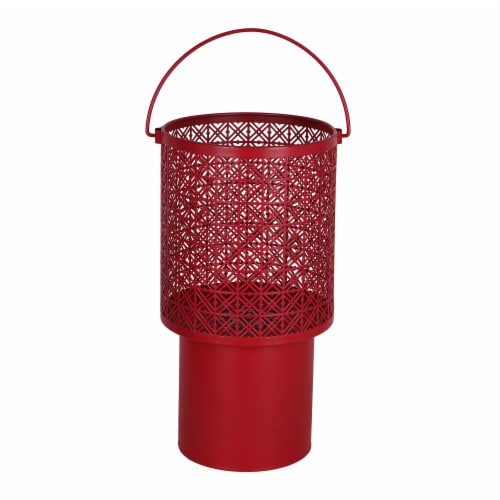 HD Designs Outdoors Metal Stamp Pattern Lantern - Red Perspective: front