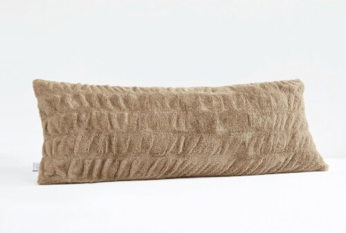 HD Designs Rouched Faux Fur Body Pillow - Tan Perspective: front