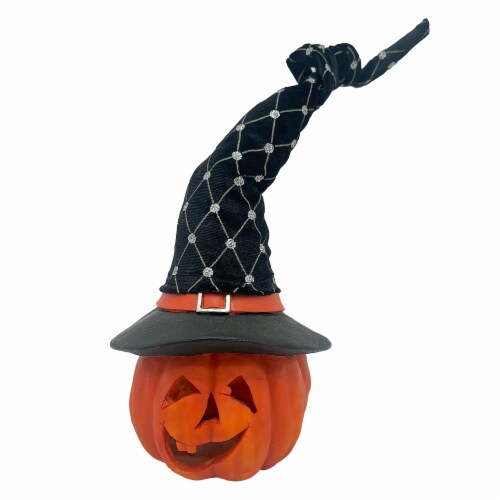 Holiday Home LED Jack O Lantern with Witch Hat Perspective: front