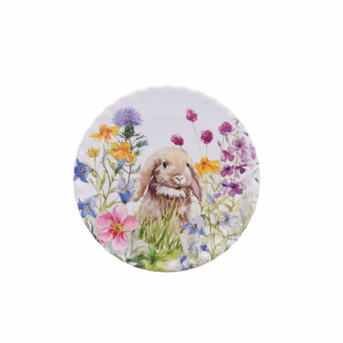 Holiday Home Scallop Edge Melamine Bunny Salad Plate Perspective: front