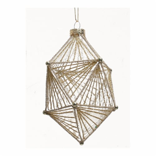 Holiday Home Diamond Gold Christmas Ornament Holiday Décor Perspective: front