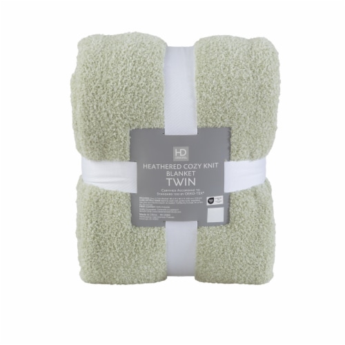 HD Designs® Heathered Cozy Knit Blanket - Green Perspective: front