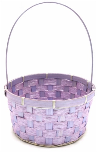 Holiday Home Easter Pearlized Bamboo Basket- Purple Perspective: front