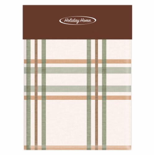 Holiday Home 60x102 Magnolia Plaid Tablecloth Thanksgiving Fall Décor Perspective: front