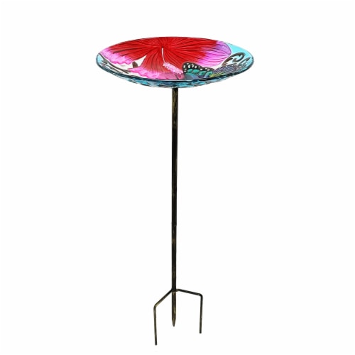 HD Designs Outdoors Handpainted Butterfly Birdbath Stake Perspective: front