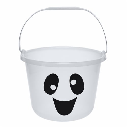Holiday Home Ghost Smile Treat Bucket Perspective: front