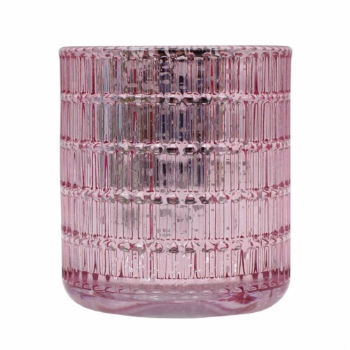 Holiday Home Easter 3.5in Glass Mercury LED Tealight Holder Pink Perspective: front
