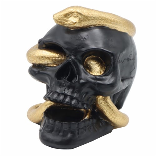 Holiday Home Gold Snake Black Skull Decor Perspective: front
