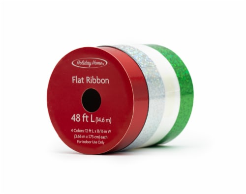 Holiday Home® 48' Oh What Fun Flat/Curl Ribbon Pack - Green/Red/White Perspective: front