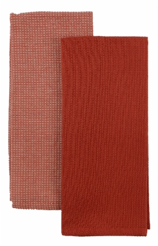 Dash of That Small Waffle Kitchen Towels - Terracotta Perspective: front