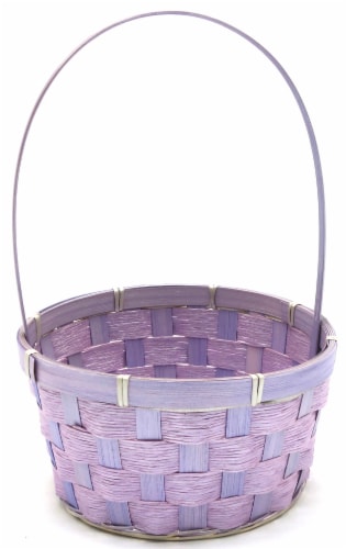 Holiday Home Easter Pearlized Bamboo Basket- Purple Perspective: front