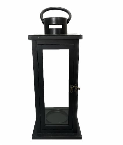 China Manufacturing Solution Ltd Wood Lantern - Black Perspective: front