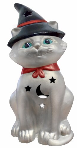 Holiday Home Grey Pearl Cat Halloween Décor Perspective: front