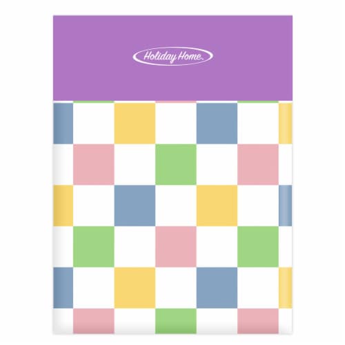 Holiday Home® Easter Peva Flannel-Backed Vinyl Talblecloth - Checker Multi Perspective: front