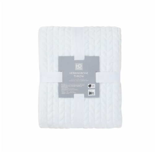 HD Designs® Herringbone Plush Throw - White Perspective: front