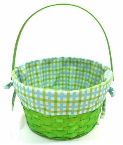 HH 8.5in Lined Bamboo Basket - Green Perspective: front