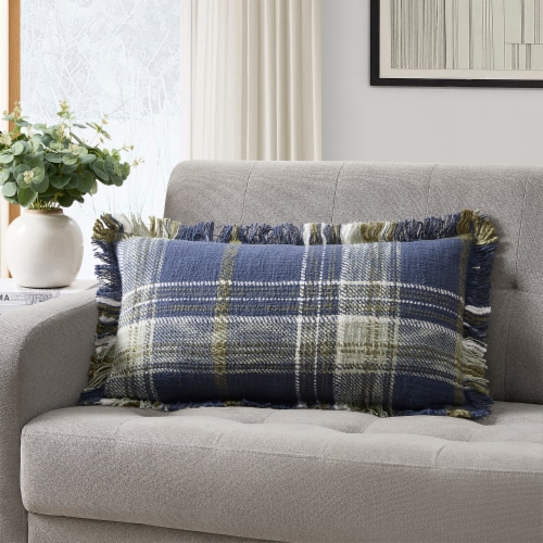 HD Designs Woven Plaid Decorative Pillow - Blue/Green Perspective: front