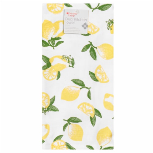 Everyday Living Dual Terry Kitchen Towel - Lemons Perspective: front