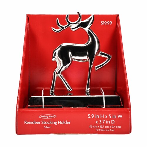 Holiday Home® Silver Reindeer Stocking Holder Perspective: front
