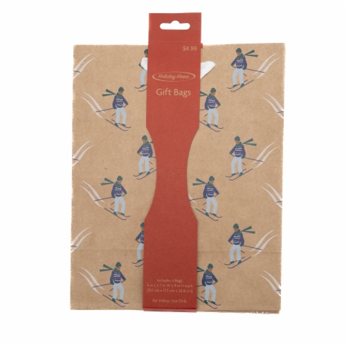 Holiday Home®Kraft Bags Skier/Snowflake Assortment Perspective: front