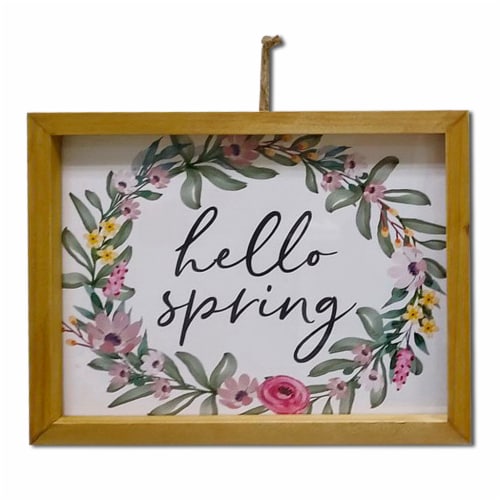 Holiday Home Easter Hello Spring Wooden Sign Perspective: front