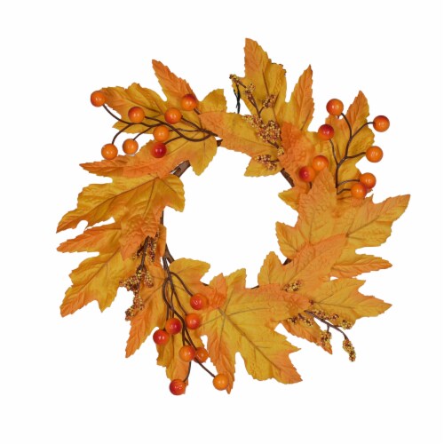 Holiday Home Maple Leaves Wreath - Gold Perspective: front